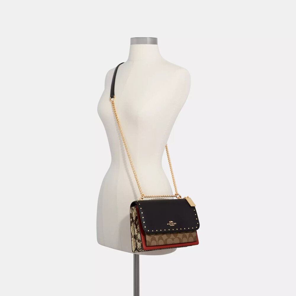 NWT Authentic Coach Klare Crossbody Bag In Signature Canvas With Rivets - Picture 2 of 13